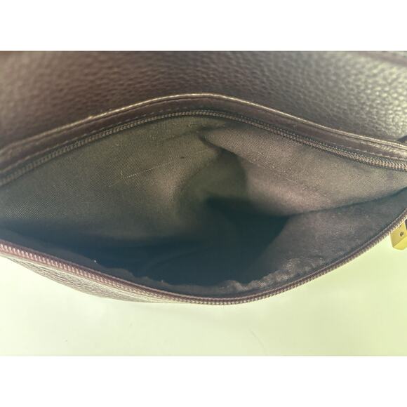 Etienne Aigner Pebbled Leather Shoulder Bag Maroon Double Strap Zip - Picture 6 of 16